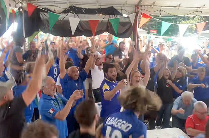 Italy Wins Euro 2020. Fans at Casa Italiana Go Wild.