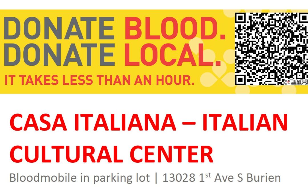 Give Blood!  Bloodworks returns to Casa